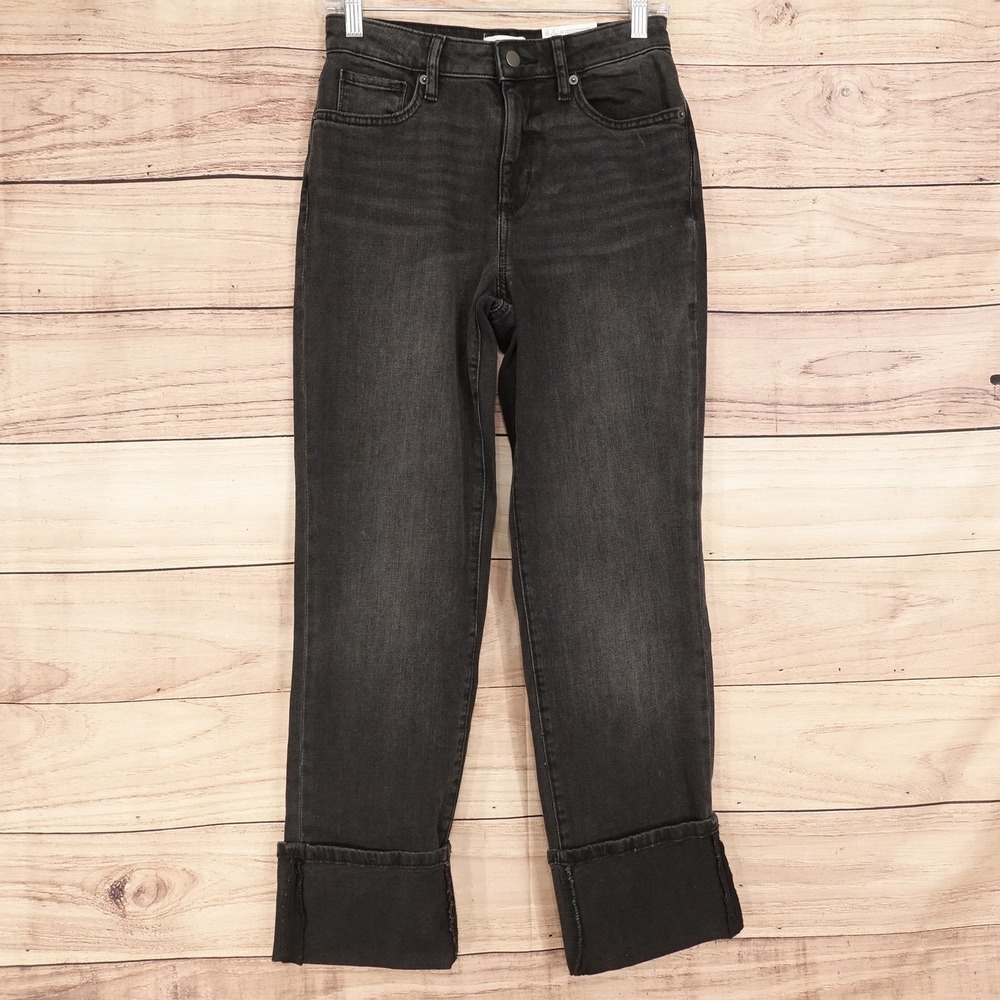 New! Sonoma High Rise Straight Jeans Womens 4 Black Stretch 27x27 Denim